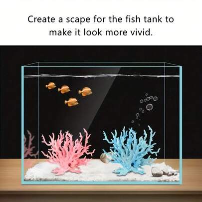 1pc#Multi-Colored Marine Decorative Corals, Corals For Sea View Room Decoration, Tri-Color Resin Coral Ornaments For Aquarium Scenery