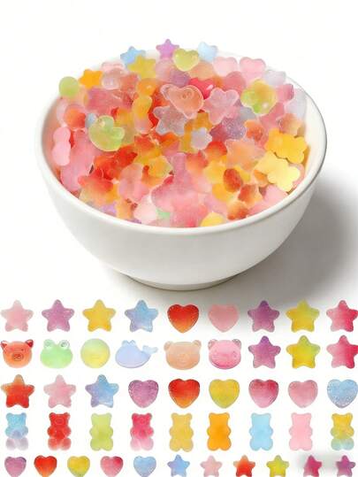 10/30/50/80/100/150/200/300/500pcs Vibrant Candy Color Heart Shaped Resin Beads - Essential Jewelry Making Supplies For Unique Accessories - Ideal For DIY Projects And Handmade Gifts