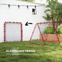 Wall-Mounted Football Rebound Net, Double-Sided, Adjustable To 5 Levels, Made Of Red Steel, 100 X 95 X 90 Cm - Red - View 5
