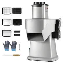 Electric Vegetable Slicer 4 In 1 Multifunctional Food Cutter 200W Vegetable Chopper For Slicing Shredding Dicing And Slitting With Cut-Resistant Gloves For Commercial And Home Use - Silver - View 8