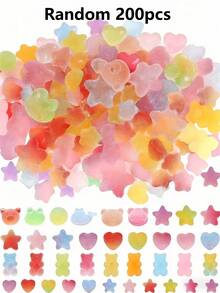10/30/50/80/100/200 chiếc Kẹo dẻo hình gấu dẹt mini nhiều màu sắc, ngôi sao, trái tim bằng nhựa, thích hợp làm đồ trang sức, trang trí ốp điện thoại, sổ lưu niệm, đồ thủ công DIY, nghệ thuật làm móng, kẹp tóc, bông tai. - Nhiều màu - Xem 18
