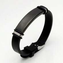 1 Peça Pulseira Personalizada de Aço Inoxidável para Homens Personalizada com Seu Nome, Pulseira de Casal para o Dia dos Namorados, Lembranças de Casamento, Pulseira de Silicone com Design de Pressão e Ajustável em Tamanho para Homens, Nome, Pulseira para Pai, Marido, Presente Único e Ideal para Ele, Namorado, Pai, Família, Amigos, Filho - Multicolorido - Visão 11
