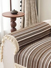 1pc All-Season Luxury Chenille Sofa Cushion Cover, Modern Minimalist Fashion Dust-Proof Anti-Slip Sofa Seat Pad, Washable, Suitable For Bedroom, Office, Living Room Combination, L-Shaped And 1/2/3/4-Seat Sofa - Brown - View 7