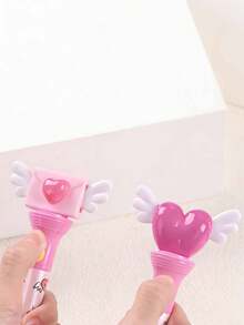 1支装返校天使翅膀心形0.5毫米按动式圆珠笔，蝴蝶图案，情人节文具，创意趣味文具礼品，学生用品，奖励笔 - 天使翅膀愛心 - 查看 6