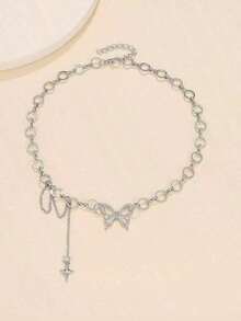 Collar con colgante de mariposa - plata - Ver 5