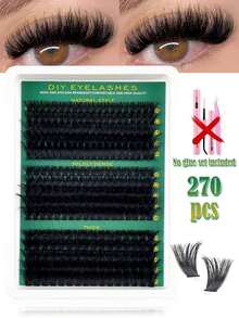 608/640PCS 4In1 DIY Lash Extension Kit Large Capacity 9-16 D Curl Lash Clusters Natural Wispy 3D Effect& Mega Volume&Ultra-Soft & Super Light False Eyelashes Reusable Individual Lashes Kit With Tweezers&Lash Brushes Use At Home For Daily Life&Party&Travel - Nhiều màu - Xem 11