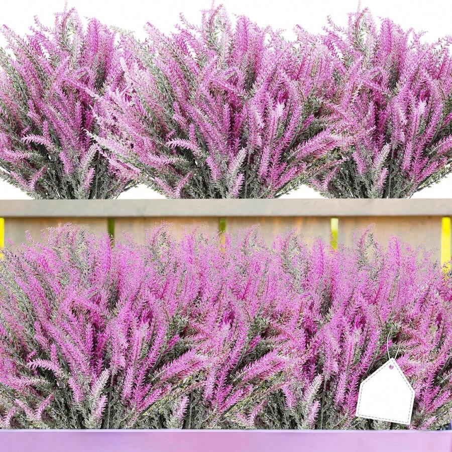 120支/套，14.17英寸人造绿植，薰衣草花束，适用于户外花园、生日派对、派对装饰、婚礼花篮、新娘捧花、家居餐厅、客厅及其他场合。 - 玫紫色 - 查看 1