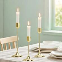 Elegant Candle Holder, Metal Candle Holder, Wedding Table Fireplace Candle Holder, Fireplace Party Room Decor, Christmas Tabletop Decor (Candles Not Included) - Metal Candle Holder Set Of 3 - View 10