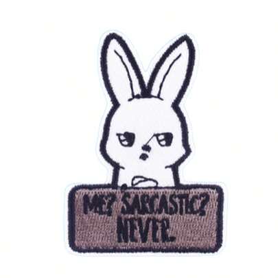1pc "Satirical Rabbit" Cartoon Animal Embroidered Cloth Patch, Iron-On Applique Suitable For DIY Jeans, Jackets, Clothing, Bags, Hats, Hole Repair And Decoration