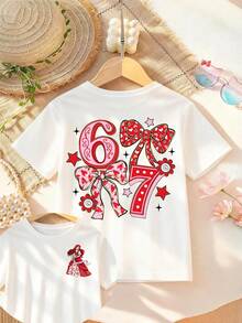 Disney Apparel Featuring A Valentine's Day-Themed T-Shirt For Girls With Princess Ariel's Number "67" Design. This Soft, Breathable Short-Sleeve Crew Neck Tee Is Perfect For Spring And Summer Wear, Ideal For Everyday Outfits, Vacation Leisure, Outdoor Adventures, School Life, And Shopping Trips. It Also Makes An Excellent Gift For Boys And Girls Alike. Every Child Deserves One. - 白色 - 查看 1
