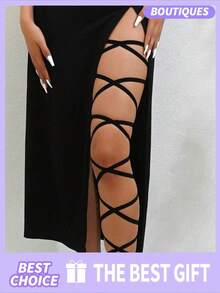 1pcs Sexy Crisscross Elastic Strap Multilayer Lace Thigh Garter Set With Elegant Bow Decor, Stretchy Lace Leg Garter Band Gothic Halloween Party Prop Bridal Leg Jewelry, Women's Ruffled Lace Thigh Garter Set Bow Embellished For Wedding Prom Cosplay, Elastic Multilayer Crisscross Leg Garter Lace Bow Decor For Evening Party Valentine's Day, Sexy Lace Thigh Garter Set Stretchy Leg Band For Bridal Lingerie Halloween Costume, Elegant Bow Decor Crisscross Leg Garter Multilayer Lace For Party Props Daily Wear, Women's Fashion Lace Thigh Garter Set Elastic Strap For Holiday Cocktail Party, Stretchy Crisscross Leg Garter Lace Bow Embellished Bridal Wedding Leg Accessory, Gothic Halloween Lace Thigh Garter Set Multilayer Elastic For Cosplay Party Dress Up, Sexy Bow Decor Lace Leg Garter Set Crisscross Strap For Bridal Party Halloween Props - Đen - Xem 1