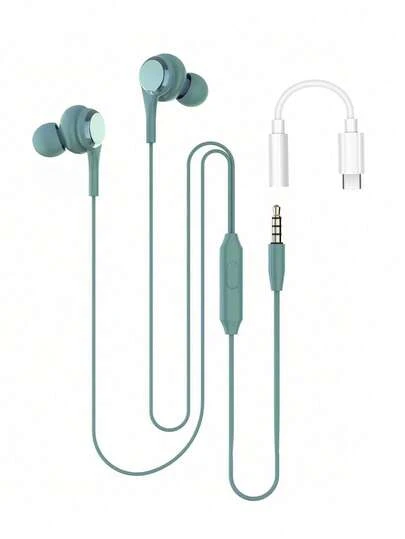 Macaron Color In-ear 3.5mm Interface With Mic Wired Earphone, Game Earphone With Remote Control. With Type-c To 3.5mm Audio Jack Adapter, Type-c/3.5mm Universal Wired Earphone