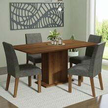 Juego Comedor Mesa Tapa Madera 4 Sillas Keila Madesa Color Marrón y Gris - Marrón y Gris - Ver 1