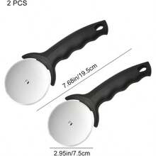 Pizza Cutter, 2 Pack Stainless Steel Pizza Wheel With Non - Slip Handle, Heavy Duty Pizza Slicer, Dishwasher  Black - Initial - View 3