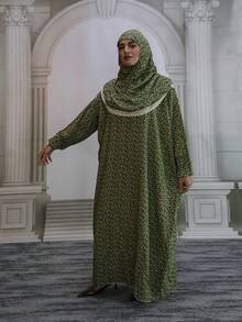 Shiny Polka Dot Print Hooded Long Sleeve Abayas - Multicolor - View 6