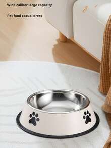 4 件套不锈钢宠物碗套装，米色/灰色，带爪印设计，不锈钢防滑狗碗，大容量喂食和水碗，中大型喂食碗，不锈钢狗碗，中大型狗碗，加厚宠物碗，防滑耐用，宠物用品。 - 彩色 - 查看 8