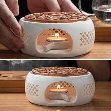 Candle Teapot Warmer, Ceramic Teapot Heater With Iron Pad Coffee Tea Warmer Glass Teapot, Stainless Steel Teapot, Ceramic Teapot, Etc - White - View 3