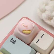 1pc Cute Bear Resin Keycap, Customized Mechanical Keyboard Keycap, Desk Keyboard Storage, Keyboard Keycap Fun, Cute Keyboard, Keyboard Gift, Cool Keyboard, Bedroom Keycap Lock, Cute Keyboard Mat - Multicolor - View 3