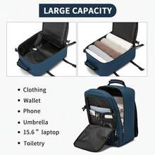 Cabin Bag 40x20x25cm 44x20x33cm 54x20x35cm Ryanair Underfloor Backpack Waterproof Travel Backpack Hand Luggage 20L 30L 38L Lightweight Business Work Gym Uni Laptop Daypack For Men Women - 藍色 - 查看 4