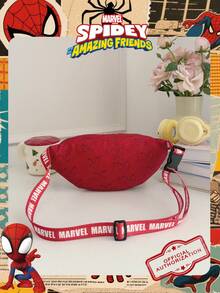 Marvel 1个漫威官方授权蜘蛛侠图案腰包，多功能斜挎包，男童休闲单肩包，轻便可调节肩带胸包，卡通零钱包，臀包，适合男孩、年轻粉丝、学生，完美适用于日常上学、户外玩耍、主题公园游玩、假期旅行、运动。 - 彩色 - 查看 8