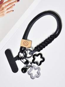 Cuerda corta negra y gris + colgante de estrella