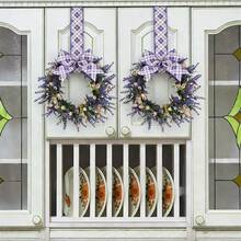 Spring Lavender Wreath For Cabinets Colorful Flower Bow Hanging Garland For Farmhouse Front Door - Multicolor - View 5