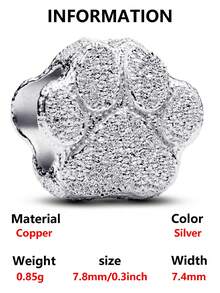 1pc Minimalist Niche Design Silver Matte Skull, Cat Paw, Moon, Owl, Ladybug, Elephant Beaded Bracelet/Necklace, Versatile DIY Accessory, Small Gift - Silver - View 11