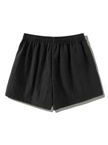 Men's Casual Lightweight Sports Shorts, Breathable Quick-Dry Printed Workout Running Shorts - Black - View 4