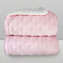 Cobertor Laço Bebê Plush com Sherpam Hearts Rosa - Macio, Aconchegante e Hipoalergênico - Envio Imediato - Rosa Bebê - Visão 2