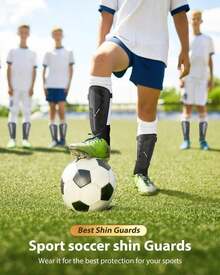Espinilleras de fútbol mejoradas para niños, jóvenes y adultos, con certificación CE, equipo de protección para juegos de fútbol de niños y niñas, amortiguación de EVA que reduce los impactos - 1 - Ver 4