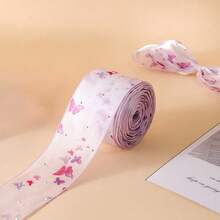 Pita Chiffon Salju Transparan Berhiaskan Berlian Imitasi, Aksesori Rambut DIY, Topi Jerami, Toko Bunga, Kemasan Bunga Segar, Pita Tenun Chiffon Salju Halus dengan Titik Perak - Beraneka warna - View 8