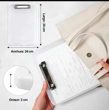 CARPETA PORTAPAPELES CON ALMACENAMIENTO Y CLIP/ TRANSPARENTE - Libro único - Ver 2