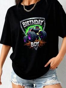 Birthday Boy Monster Truck Are My Jam Bday Party Kids Boys T-Shirt - 黑色4 - 查看 3