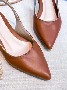 Slingback Open-Toe Pump With A Heel Below 3cm. - Caramel-smooth - View 4
