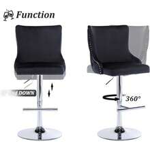 WAHSON OFFICE CHAIRS Modern Bar Stools Set Of 2 Swivel Breakfast Bar Chairs With Lion Knocker, Velvet Kitchen Counter Chairs With Metal Base For Kitchen Island/Pub - Black - View 7