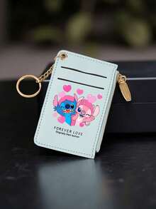 1个史迪奇卡通印花拉链多卡位超薄卡包带身份证窗口信用卡钱包零钱包钥匙扣女士钱包迷你钱包小钱包钥匙扣 - 彩色 - 查看 5