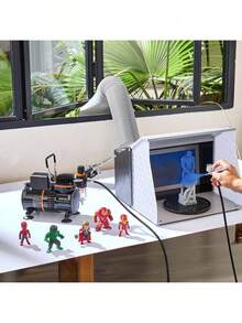 Airbrush Kit, Dual Fan Air Tank Compressor System Kit With 3.5L Air Storage Tank, Air Brush Set With 0.3 Mm Tip Airbrush, Holder, Color Mixing Wheel, Cleaning Brush Set, Art Nail Cookie Tattoo - Black - View 9