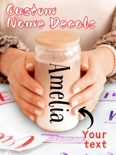 Adesivos UV personalizados com nome, adesivos UV personalizados com texto, crie seus próprios adesivos, adesivos UV personalizados com nome de cristal personalizado em vários tamanhos, à prova d'água, adequados para itens pessoais, casamentos, festivais e presentes diários (apenas adesivos, excluindo copos ou outros itens) Adesivos de letras em vinil manuscritas - adesivos personalizados para vidro, adesivos de nome para decoração de festa, para rotular itens como copos, utensílios, bebidas, bolsas, papelaria, etc.