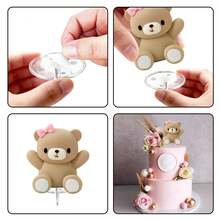 Đồ trang trí bánh kem hình gấu và nơ 3D, phụ kiện tiệc sinh nhật (Sản phẩm này không được tiếp xúc trực tiếp với thực phẩm, cần được cách ly bằng đế trong suốt trước khi tiếp xúc với thực phẩm) - Hồng - Xem 3