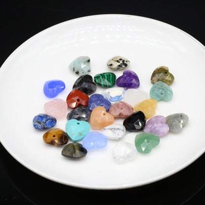 3 Pieces Faceted Natural Stone Pendants Heart Shaped Charms For Jewelry Making DIY Necklace Women Men Earrings Handicrafts Accessories 13x13mm