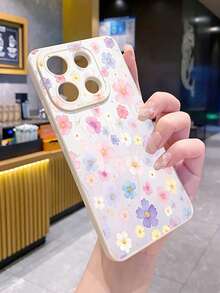 Flower 1pc Ditsy Floral Pattern Shockproof Phone Case, UV Printed Compatible With Samsung/Galaxy///// Android Models - Beige - View 4