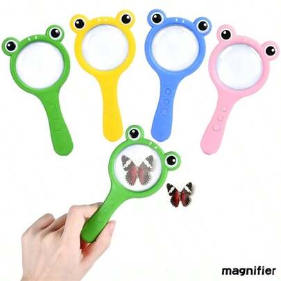 1/4pcs Mini Handheld Magnifier, Made Of Shatterproof Lens With Cute Macaron Frog Design - Portable Magnifying Tool, Suitable For Science Exploration, Reading And Crafting Hobbies, Battery-Free Operation