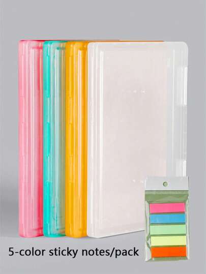 1pc Transparent Pink A4 Paper File Folder, Multifunctional Plastic Document Box, Home/Office Desktop Book/Certificate/Instruction Manual Storage, Essential Household Item For Eid/Ramadan