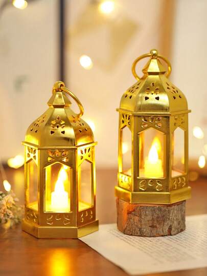 1pc Vintage Handheld Decorative Lantern Light With Battery, Indoor Home Decor Lamp, Tabletop Decor, Bedroom Decor, Wall Hanging Night Light, Suitable For Wedding Party Holiday Decor, LED Retro Decorative Lantern, Ramadan Decor Lantern, Eid Al-Fitr Decor Lantern