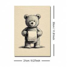 1 tấm tranh canvas in hình gấu bông Teddy cổ điển (có khung/không khung) dùng để trang trí nhà vệ sinh, phòng ngủ, nhà hiện đại, với họa tiết động vật ngộ nghĩnh, thích hợp để trang trí. - A - Xem 12