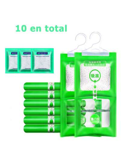 Paquete 10 Bolsas Deshumidificadoras Colgantes - Absorbentes de Humedad para Hogar