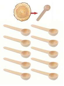 20pcs Wooden Long Handle Spoons, Small Round Soup Spoons, Coffee Stirring Spoons, Honey & Jam Seasoning Spoons For Home, Coffee And Creative Cuisine - Multicolor - View 3