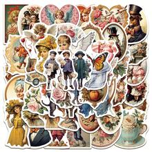 50张/套 复古维多利亚时代贴纸，怀旧风格，印有励志名言，色彩鲜艳，适用于水瓶、滑板、日记本、剪贴簿、派对用品，涂鸦风格，趣味贴纸 - A - 查看 1