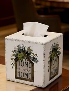 Pastoral Style Iron Tissue Box, Dual-Use As Tabletop Decor & Storage, Suitable For Easter, Flower Market, Home Series. Healing Pattern Design With Retro Texture, Easily Fits Into American Country, Pastoral, Nordic Home Styles, Great For Seasonal Decor And Cozy Ambiance. - Rustic-style Metal Tissue Box - View 11