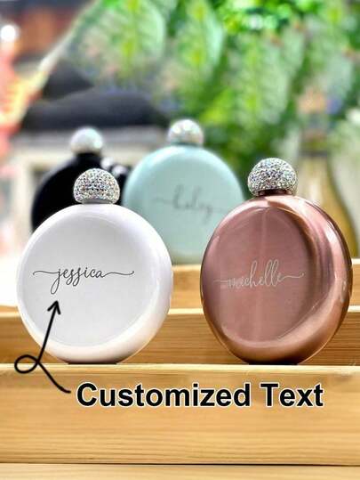 Petaca mini de acero inoxidable, regalos para damas de honor, petaca con tapa de cristal de imitación, petaca redonda para damas de honor de 5 oz, regalo de propuesta personalizado grabado para damas de honor, regalo para fiesta de boda, idea de regalo única para damas de honor, multifuncional, duradera, ornamental, reutilizable, exquisita, elegante, de alta calidad, colorida, moderna, personalizada, única, regalo ideal para él, regalo ideal para ella, renovación del hogar, regalo para el padre